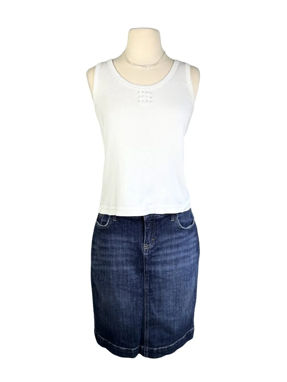 Vintage J.Crew Dark Wash Denim Midi Skirt Size 29